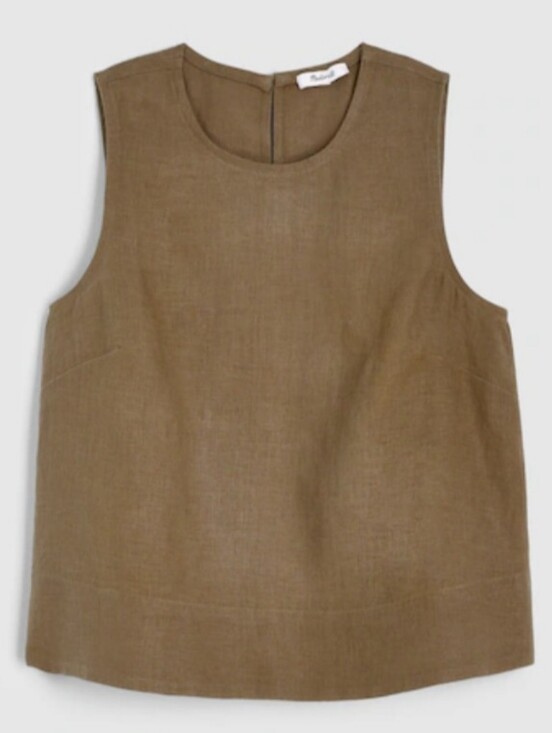 Madewell Tops - Madewell Olive Green Sleeveless Linen-Blend Crop Tank